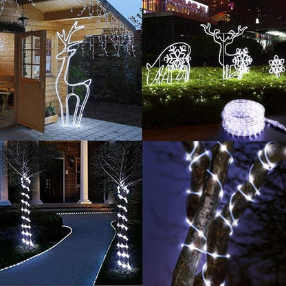 Solar Rope Lights Outdoor, 23ft 50LED Outdoor Rope String Lights Waterproof Copper Tube Wire String Lights for Garden,Yard, Path, Fence, Stairs, Backyard, Patio (Cold White)