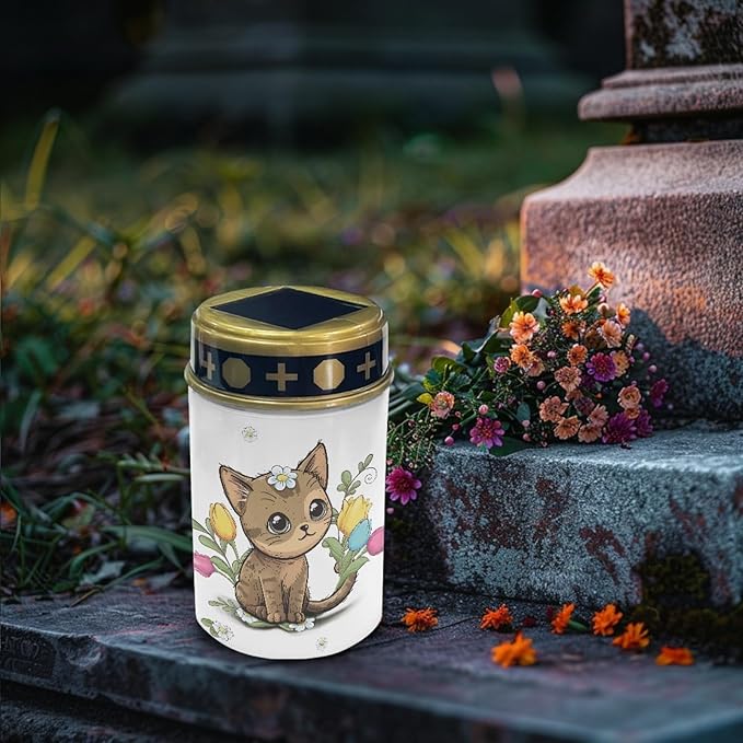 Cute Cat Outdoor Stake Lights Solar Warm White Lights for Yard Patio Waterproof Pathway Lights Flameless Garden | Lumora
