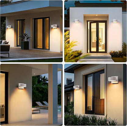 Fire Wolf Aluminum LED Outdoor Wall Light, Modern Black 3000K Outdoor Wall Sconce, Waterproof Front Door Down Light Wall Mount, White Exterior Lighting Fixtures for Hallway, Garden, Porch, Patio