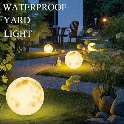 Wiring Powered Globe Shape Outdoor Light,Waterproof Moon Lamp with Resin Lampbody,Unique Outdoor Lighting for Staircase Swimming Pool and Yard(15.74" D)