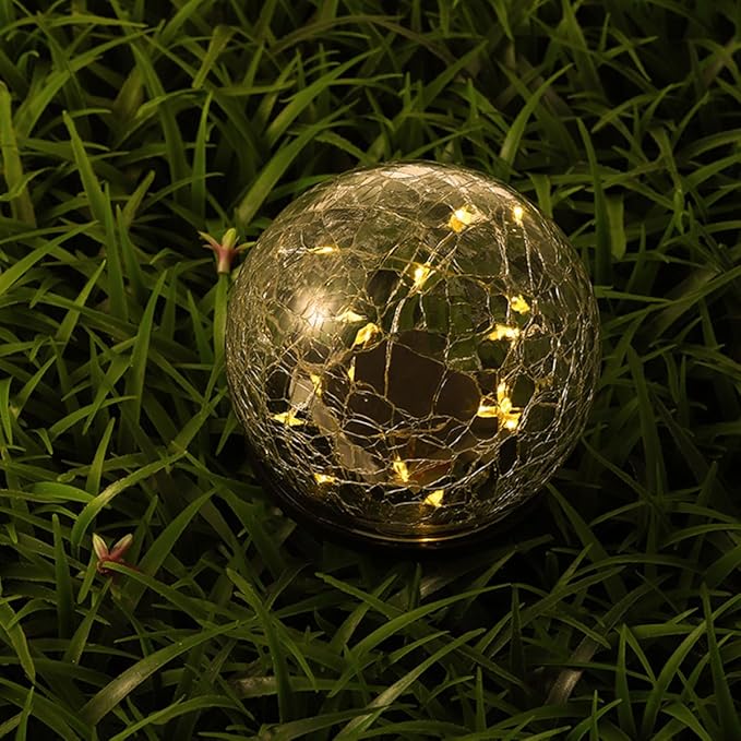 Crackle Globe Light 15cm LED Warm Yellow Outdoor In-ground Garden Pathway Lamp Waterproof for Lawn Patio | Lumora