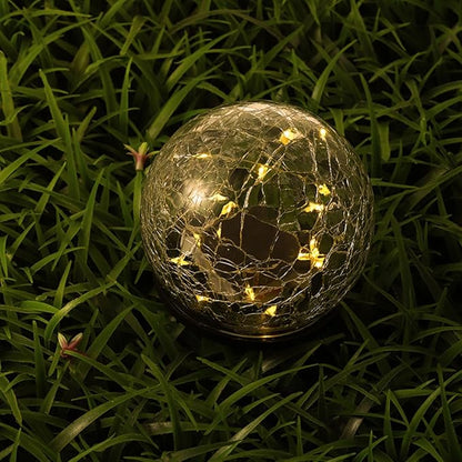 Solar Cracked Ball Light 15cm 30led Warm Warm Tone Ground Light Outdoor Landscape Buried Lamp for Garden Lawn Pathway Solar Lighting