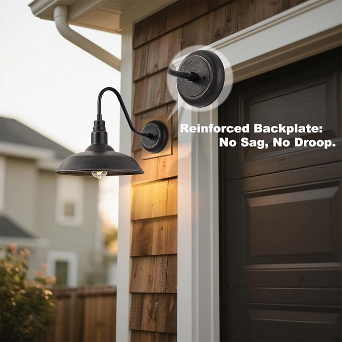 14in Outdoor Gooseneck Barn Light for Garage, 2 Pack Bronze Exterior Wall Lights Fixture for Porch, Outside | Lumora
