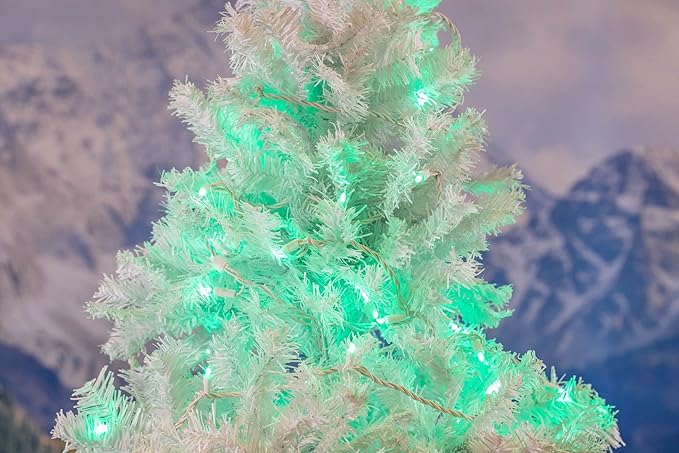 Novelty Lights 11ft Christmas String Lights, 50 Green LED Bulbs on White Wire, 2.5" Spacing, Connectable Indoor Outdoor Commercial Grade Lighting for Holidays Patio Weddings