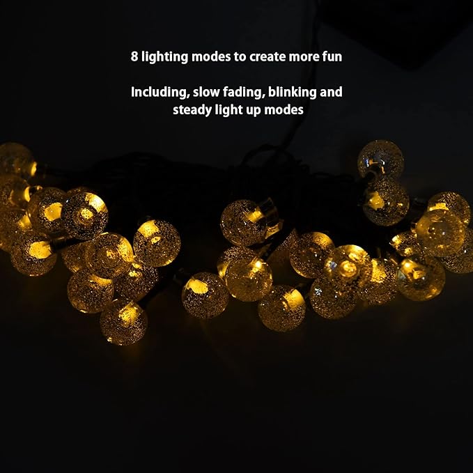 21ft 30LED Bubble Balls Solar Power Outdoor String Lights Watertight High Temperature Resistant for Tree, Solar String Light, Patio, Garden, Party Yard Lawn Decoration, Solar String Light, 21ft 3