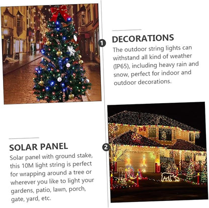 Uonlytech 2 Sets 10M Waterproof Solar LED String Lights 100 LED Outdoor Fairy Lights for Garden Trees Decor Energy-Saving Solar Powered for Patios and Pathways