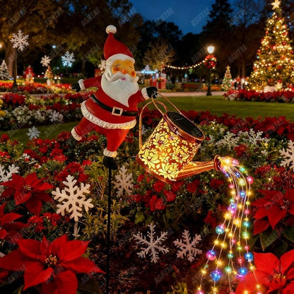 Christmas Santa Solar Kettle Lights Garden Lawn Decorative Lights, Santa Kettle Ground Lamp Solar LED Night Light Outdoor Garden Decor for Pathway Yard Patio(1PC Colorful Light)