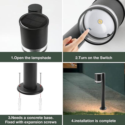 Solar Landscape Pathway Lights Outdoor LED Waterproof Solar Driveway Lights 24in Black Floor Lamp Low Voltage for Lawn Walkway Driveway Patio,3000K