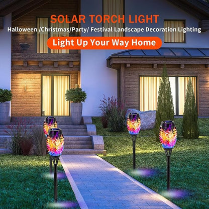 Solar Lights Outdoor, Solar Torch Lights with Flickering Flame,Waterproof Outdoor Garden Lights for Outside Patio Pathway Yard Decorations(6/8/1-/12/16/18/24, Multicolor) (6)