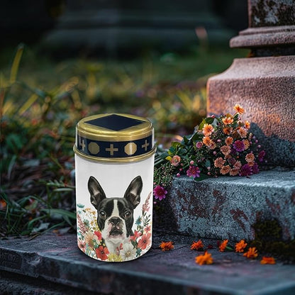 Boston Terrier Solar Garden Lights,Pathway Garden Lights Solar Outdoor LED Solar Powered Firay Lights for Outside,Solar Stake Lights for Yard Patio,Easy to Install