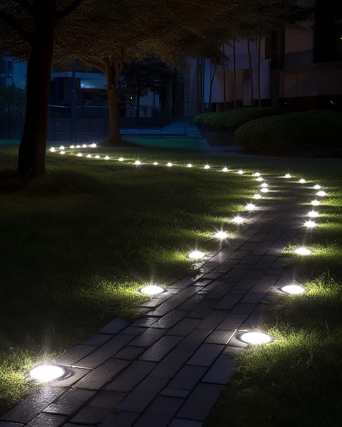 Biling Solar Outdoor Lights 12 Pack, Bright 12 LEDs Solar Ground Lights Waterproof, Flat Landscape Lighting Solar | Lumora