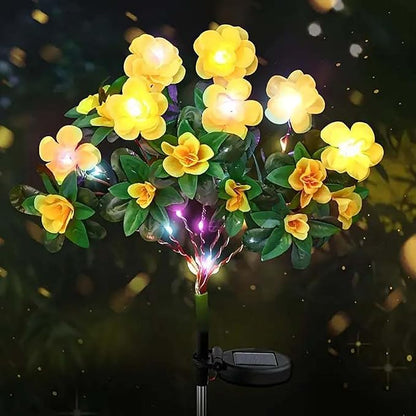 Solar Garden Lights,Outdoor Azalea Flowers Lights with 56 Colorful LED Powered Pathway Lights for Yard,Lawn,Patio,Garden Decor (Yellow)