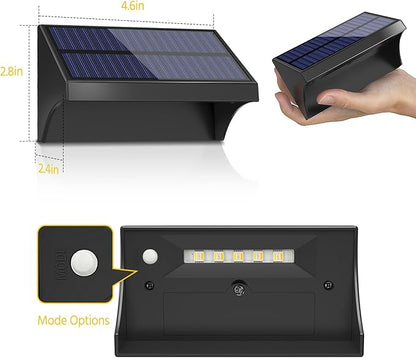 NIORSUN Outdoor Fence Lights, 16 Pack Waterproof LED Solar Fence Lights with 1500mAh Battery, Warm White/Cool White/RGB, Easy-to-Install Wall Light for Deck, Patio, Railing, Stairs, Backyard – Black