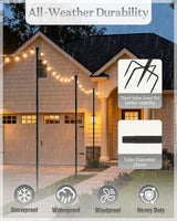Breeze Touch 4 Pack Reinforced String Light Poles for Outside, 10 Ft Metal Poles with Fork for Outdoor String | Lumora