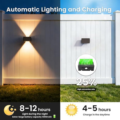 Solar Fence Lights Outdoor, 20-Pack Fence Lights Solar Powered with Up/Down Buttons, IP67 Waterproof for Outside, 120LM Auto Dusk to Dawn for Wall/Patio/Yard/Railing/Deck/Pathway (Warm White)