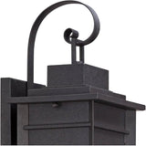Franklin Iron Works Bransford Traditional Rustic Outdoor Wall Light Fixture Lantern Black Specked Gray 17" Clear | Lumora