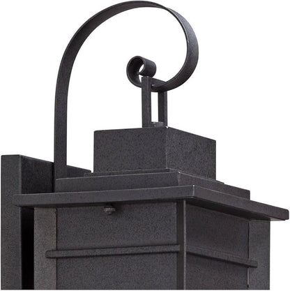 Franklin Iron Works Bransford Traditional Rustic Outdoor Wall Light Fixture Lantern Black Specked Gray 17" Clear Glass Panels for Exterior House Porch Patio Outside Deck Garage Yard Front Door Home