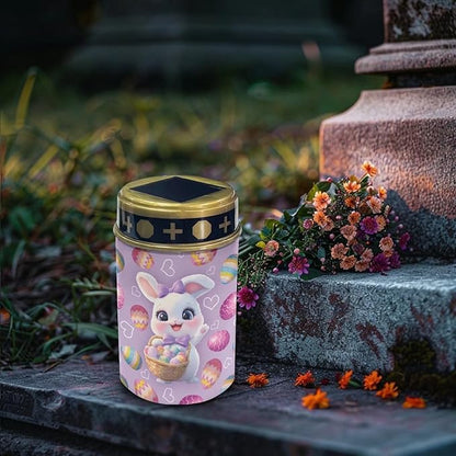 Rabbit Eggs Solar Garden Stake Light, Cemetery Decorations for Grave Outdoor Lights,Sympathy Memorial Gifts for Mother, for Christmas Garden Lawn Yard Patio Decor