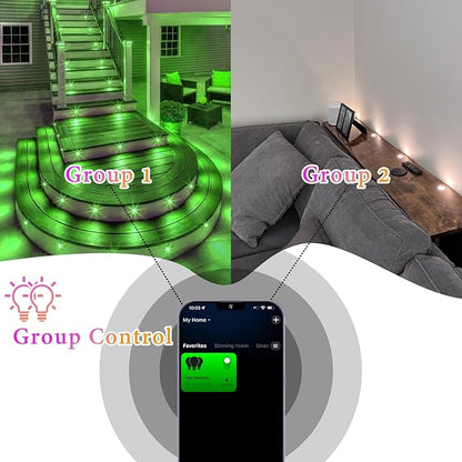 Deck Light RGBW 20 Pack, Φ1.22 Inches RGB/Warm White Light WiFi Control, LED Step Lights Kit Low Voltage DC12V, IP67 Waterproof Deck Lights for Stairs with Remote Control