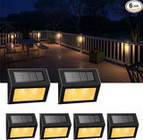 XLUX Solar Lights for Steps Decks Pathway Yard Stairs Fences, LED lamp, Rainproof, Black Metal Housing, 6 Pack | Lumora