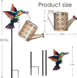 Solar Watering Can with Cascading Lights Outdoor Garden Decor, Hummingbird Shaped Hook Gardening Gifts for Mom | Lumora
