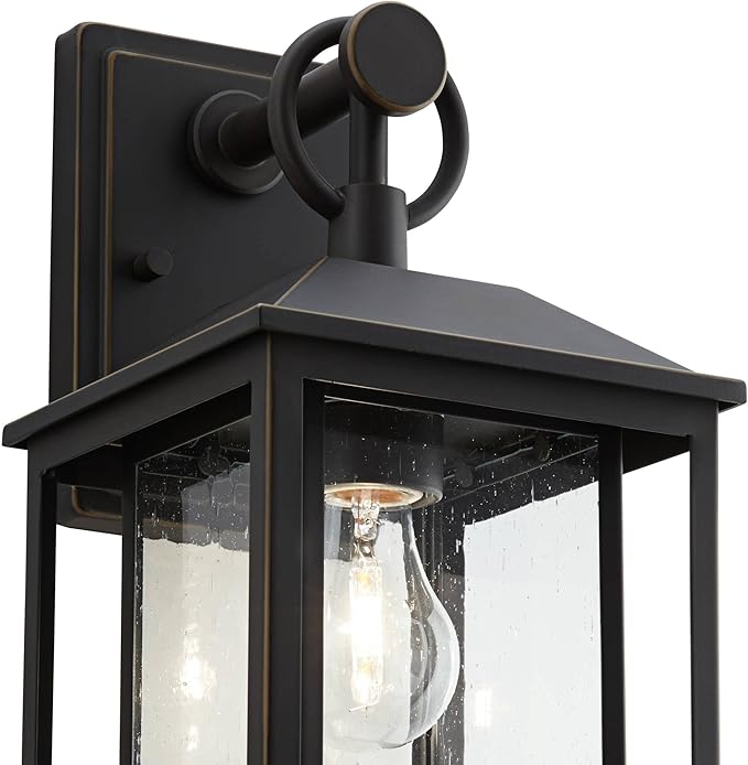 John Timberland Califa Mission Modern Outdoor Wall Light Fixture Brown Bronze Metal 15 1/4" Textured Clear Glass | Lumora