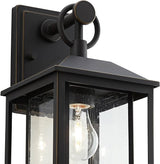 John Timberland Califa Mission Modern Outdoor Wall Light Fixture Brown Bronze Metal 15 1/4" Textured Clear Glass | Lumora