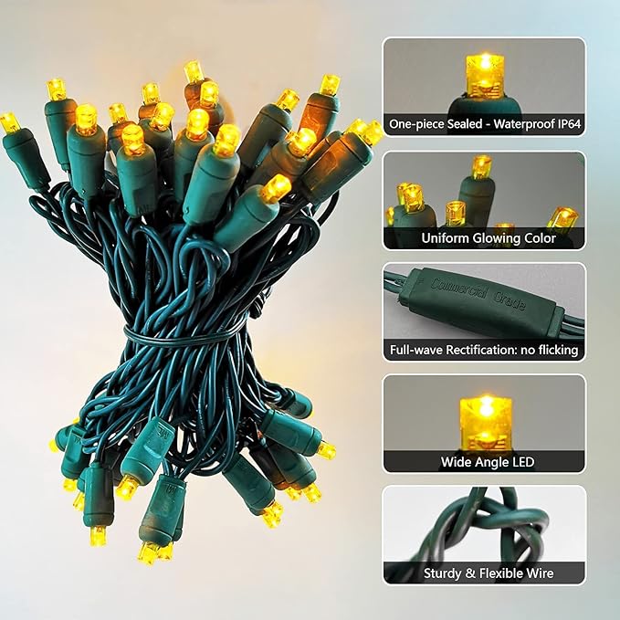 Christmas Lights LED Commercial Mini LED String Lights, 120V UL, Green Wire Xmas Lights for Indoor & Outdoor Use | Lumora