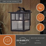 VAXCEL Mission 9.5 in. H 1-Light Oil Burnished Bronze Mission Outdoor Wall Sconce Made of Durable Steel, Clear | Lumora