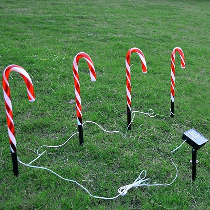 Solar Power Christmas Candy Cane Pathway Lights LED Outdoor Garden Decoration