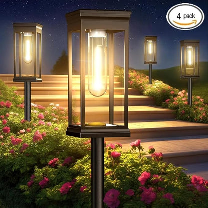 Solar Pathway Lights Outdoor, 4 Pack Solar Powered Garden Lights Waterproof IP65, Solor Outside Light for Yard Path Landscape Lawn Walkway Driveway