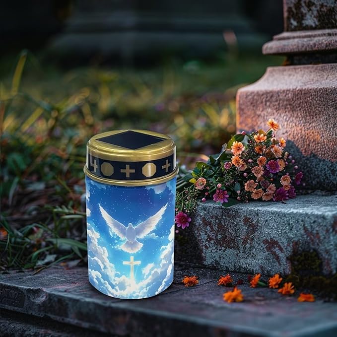 Solar Stake Lights White Bird Cross Memorial Cemetery Decorations Solar Powered Lights for Outside Patio Yard Pathway