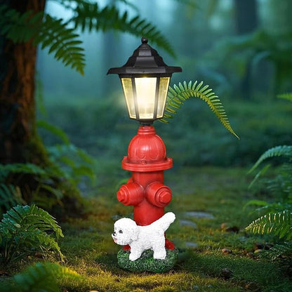 Dog Fire Hydrant Solar Decorative Light, Solar Light Outdoor, Garden Statue Solar Lights, Solar Lights Outdoor Waterproof Pathway for Dog Party Garden Lawn Outdoor Decorations (Red)