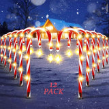 12 Pack Outdoor Christmas Decorations Solar Candy Cane Lights Solar Christmas Pathway Lights Outdoor Waterproof | Lumora