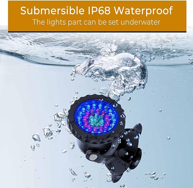 SHOYO Underwater Pond Lights, Colored Spotlight for Yard, IP68 Waterproof Spot Lights Submersible 36 LED Remote Control Multi-Color Dimmable Adjustable for Outdoor Fountain Landscape, Set of 10