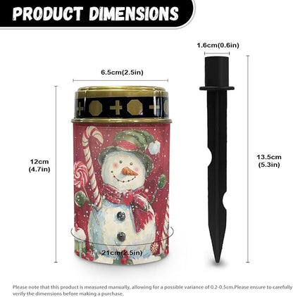Garden Decor Solar Light Cute Snowman-Christmas Outdoor Stake Patio Yard Lawn Porch Pathway Grave Solar Lights for Cemetery Christmas Outside Waterproof Decorations