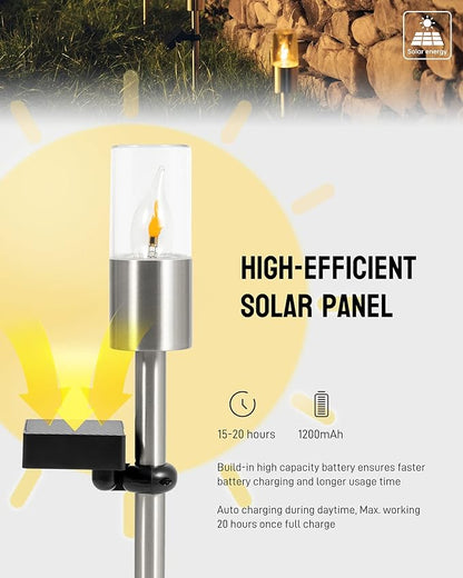 Yoolax Solar Torch Lights Waterproof Dusk to Dawn Pathway Lights 2 Pack Outdoor Auto On/Off Landscape Lights for Garden, Patio, Yard, Driveway (Flickering Flames)