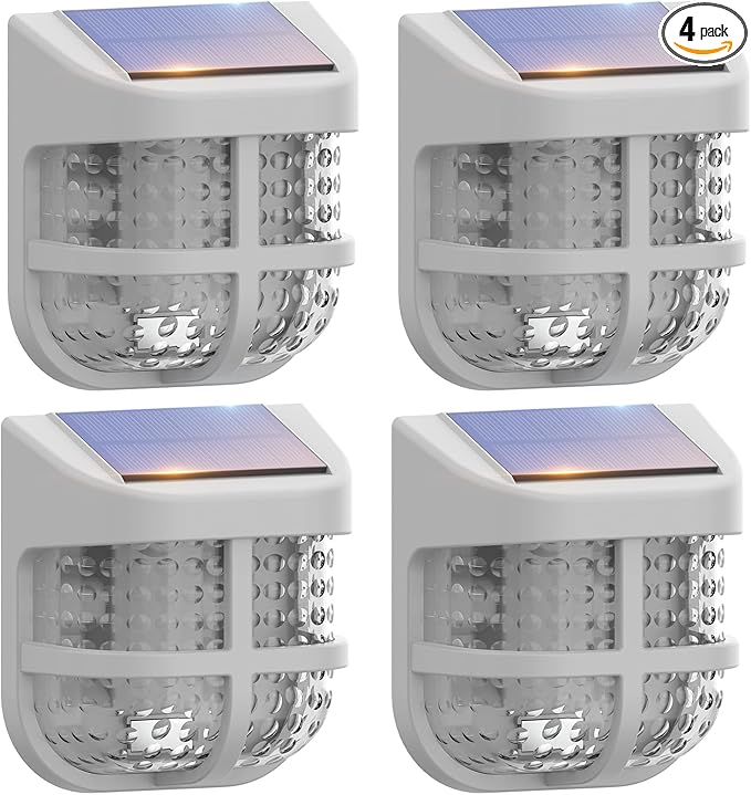Energetic Solar Powered Garden Lights with Dusk to Dawn Sensors, Gray, 4 Pack - Outdoor Deck Light | Lumora