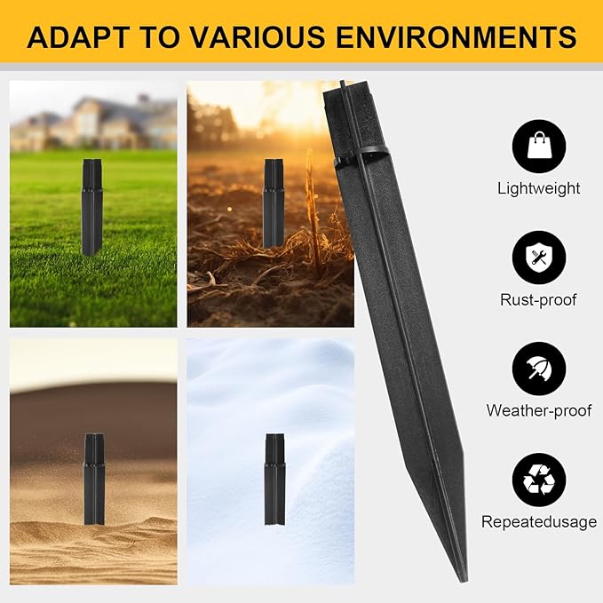 Litoexpe 12 Pcs 8.27 Inch Reinforced Ground Spikes, Solar Lights Stakes ABS Plastic Replacement Stakes for Garden Pathway Lamps (Inside Diameter 0.83 Inches)