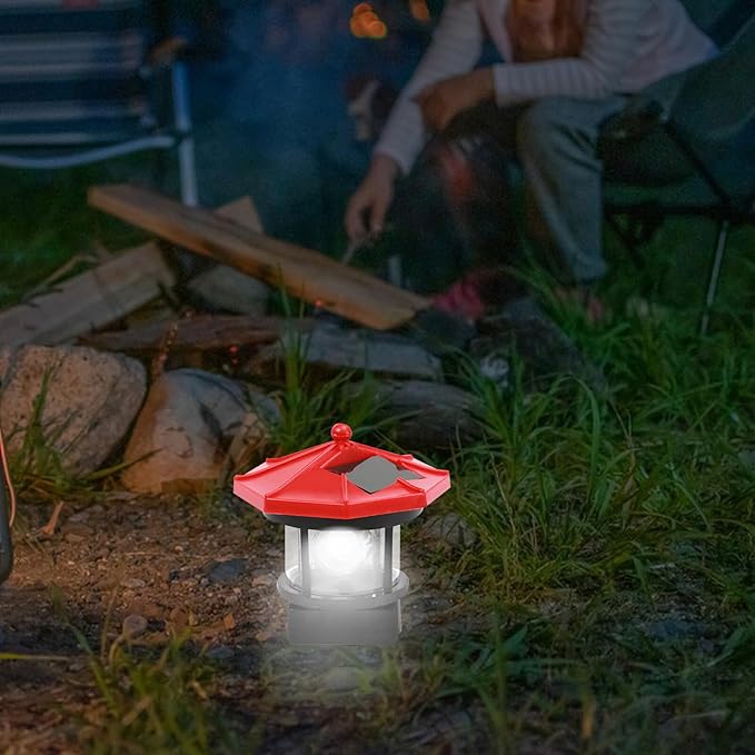 Uonlytech Solar LED Lighthouse Waterproof Landscape Lamp Garden Lamp for Outdoor Lawn Patio Pond Ornament Decoration Red