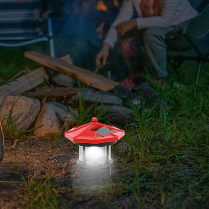 Uonlytech Solar LED Lighthouse Waterproof Landscape Lamp Garden Lamp for Outdoor Lawn Patio Pond Ornament Decoration Red