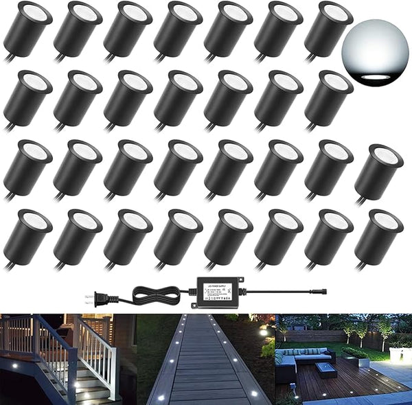 RNEHON Recessed LED Deck Lights Kits with Protecting Shell, Φ1.18in Cool White Low Voltage 12V IP67 Waterproof | Lumora