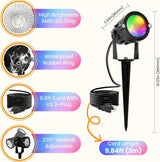 Chrisrmas Spot Lights Outdoor 12W RGBW Color Changing Landscape Lights with Remote Control 120V RGB Landscape | Lumora