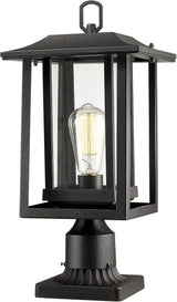 Beionxii Outdoor Post Light, Large Exterior Lamp Post Light Pier Mount Lantern with Base, Black Cast Aluminum | Lumora
