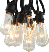 Hometown Evolution, Inc. Commercial Grade Vintage Edison Outdoor String Lights (ST40 Clear - Commercial Black Wire | Lumora