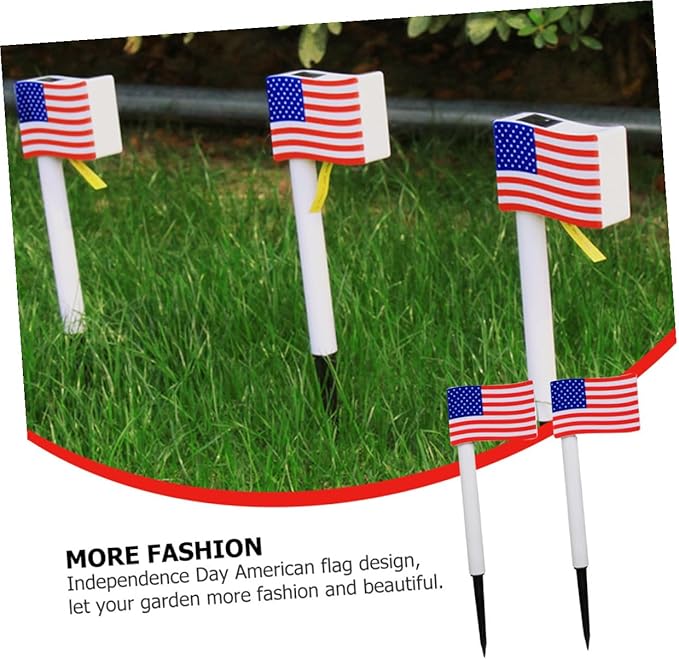 NUOBESTY 2pcs Solar LED Garden Path Lights Outdoor Decorative Lamps for Independence Day Yard Night Lighting Random Color