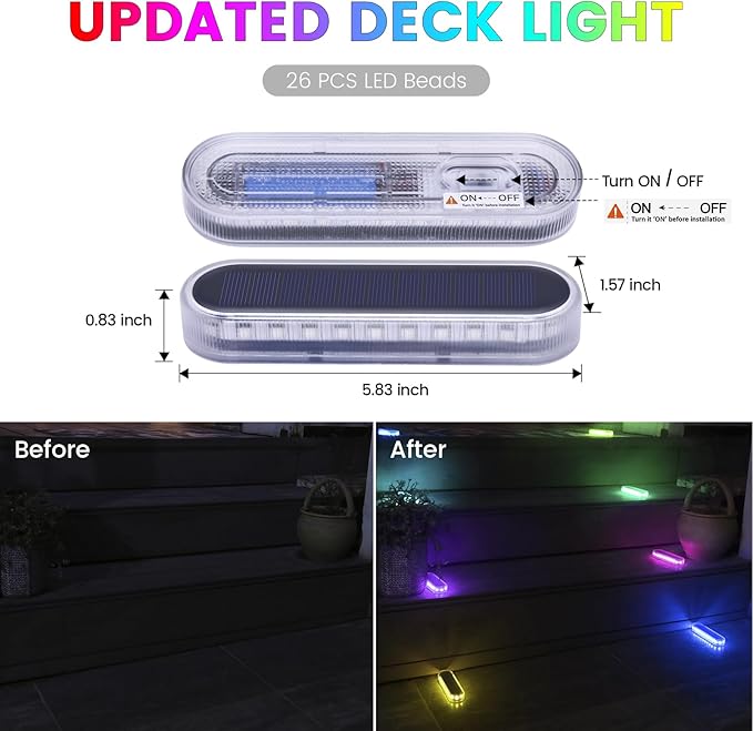 Honalia Solar Dock Driveway Lights Outdoor, RGB Color Changing Solar Powered Waterproof, Driveway Markers Concrete | Lumora