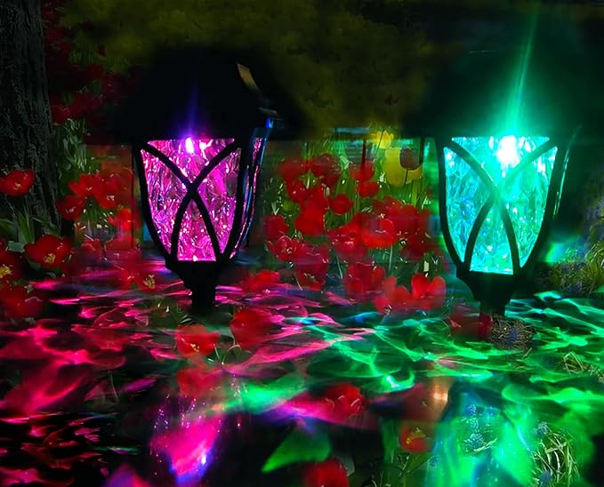 Solar Lights Outdoor Waterproof, 2Pack LED Solar Garden Lights, Outdoor Decorations, Garden Decor for Yard, Patio, Landscape, Planter, Walkway ，Upgrade(Colorful)