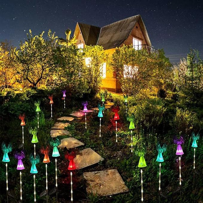 TEAMWILL 2PCS Solar Powered Angel Lights Outdoor Decorative Light for Garden Yard