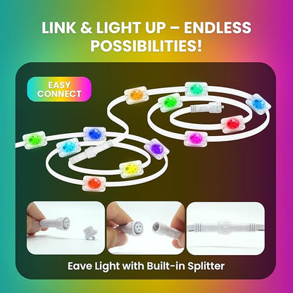 Led Christmas Lights Outdoor Permanent Light for House, DIY App & Bluetooth Music, Waterproof Ip65, VISADA 100ft Rgbic Women's Day Outdoor Lights Fit for Soffit Fence Garage Landscape Patio.